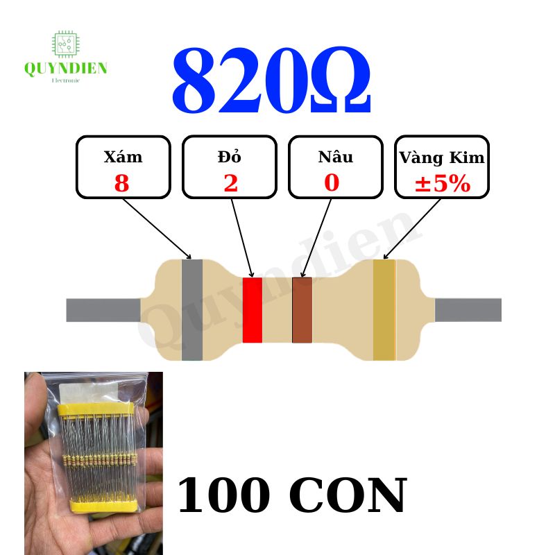 Điện trở Đài Loan 1/4W - 820R