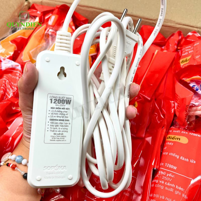 Ổ Cắm Điện 3 Cửa 1200W SOPOKA 3B5 Gọn Nhẹ An Toàn Và Hiệu Quả Cho Mọi Thiết Bị Gia Dụng