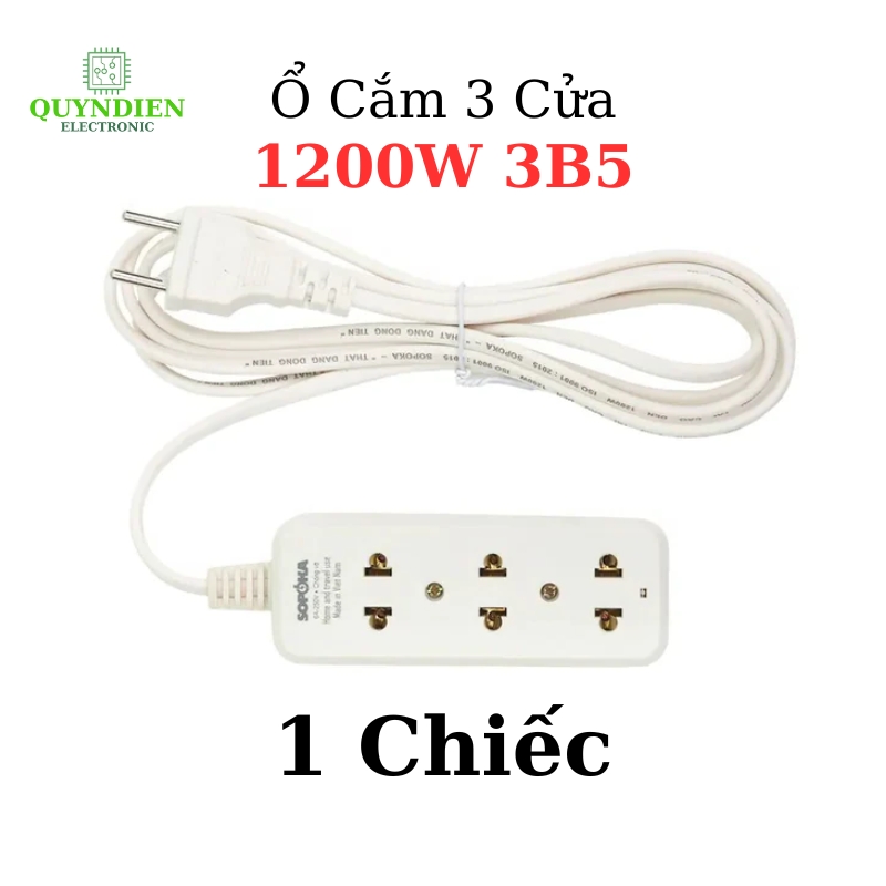 Ổ Cắm 3 Cửa 1200W 3B5 Thiết Kế Gọn Gàng An Toàn Tiện Dụng