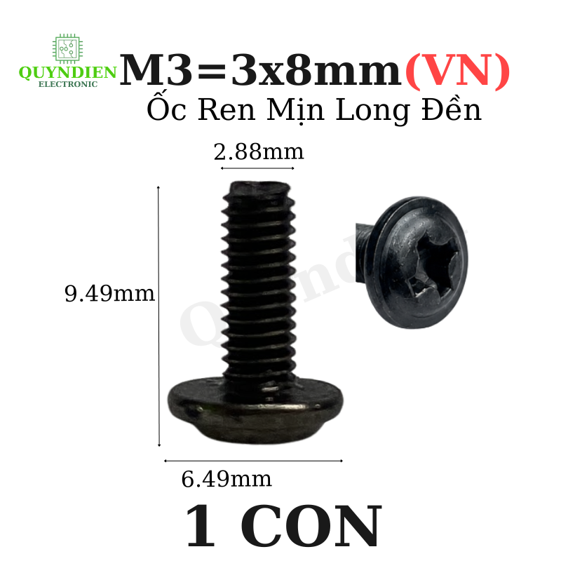 Ốc vít ren mịn M3 đầu long đền 3x8mm VN