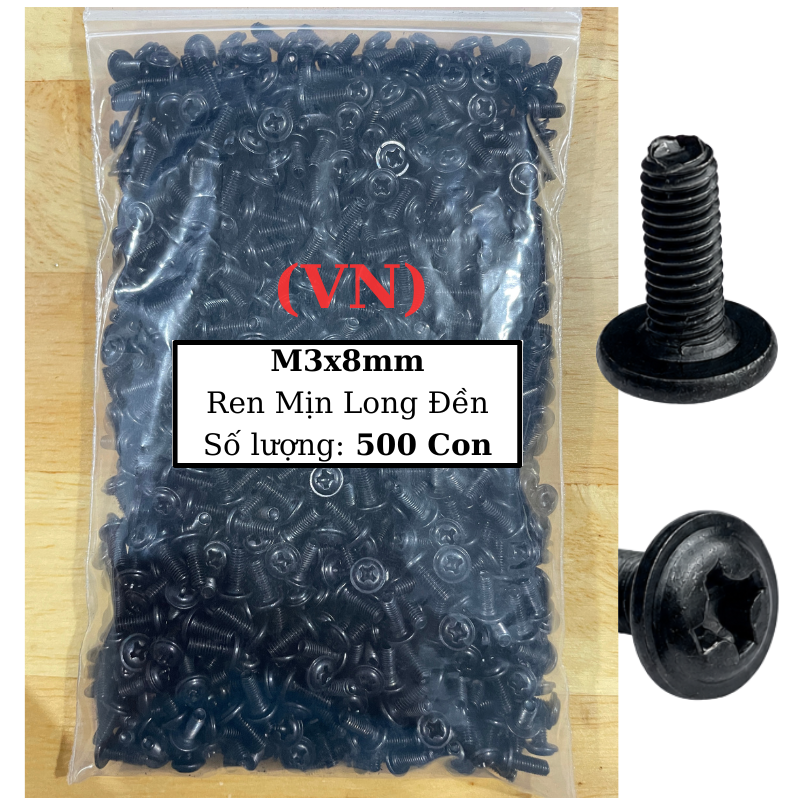 Ốc vít ren mịn M3 đầu long đền 3x8mm VN
