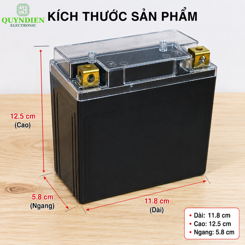 Vỏ Bình Xe Máy YT6 Cọc Vuông Nắp Trong, Dùng Cho Dream Wave Alpha Sirius