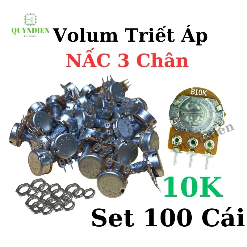 Biến trở 3 chân Volum Triết áp đơn nấc khía B10K