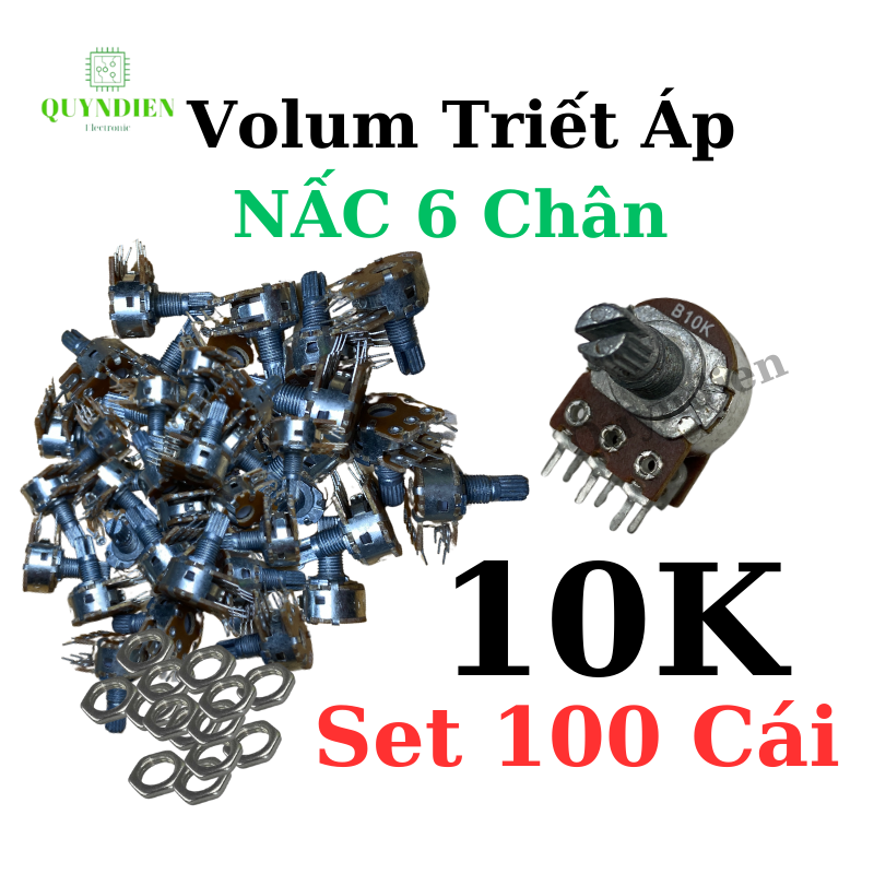 Biến trở Volum Nấc - khía, triết áp Đôi  6 Chân B10K