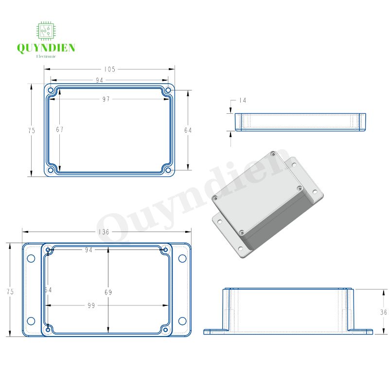 Hộp Nhựa WANCHI 100X75X50mm Màu Trắng