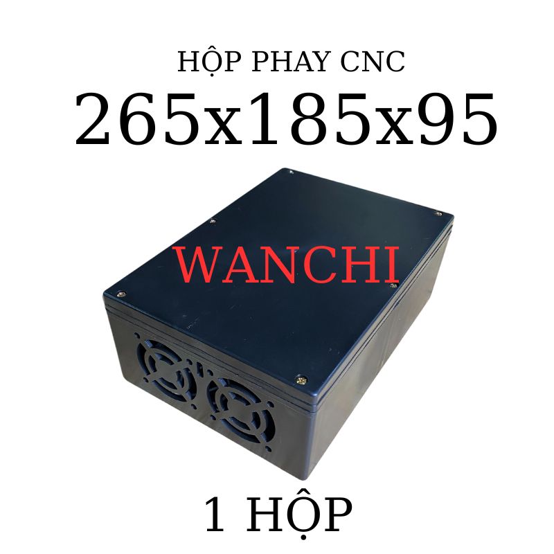 Hộp nhựa Phay sẵn WANCHI 265x185x95mm Đen Nắp Đục