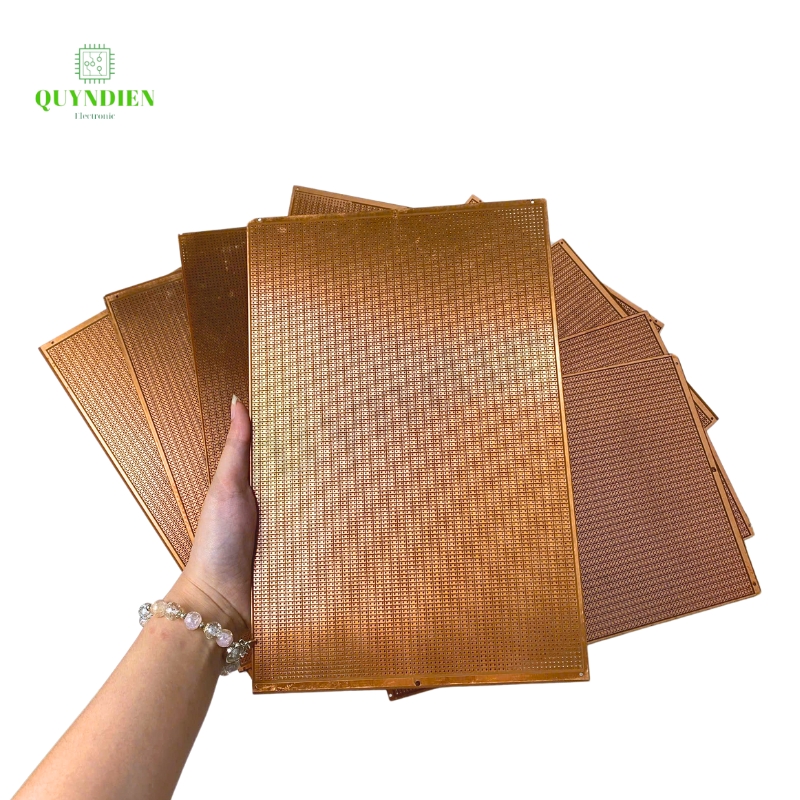 Bo Mạch Phíp Đồng Đục Lỗ Kích Thước 30x23 cm Bảng Mạch Đục Lỗ Sẵn PCB Nâu