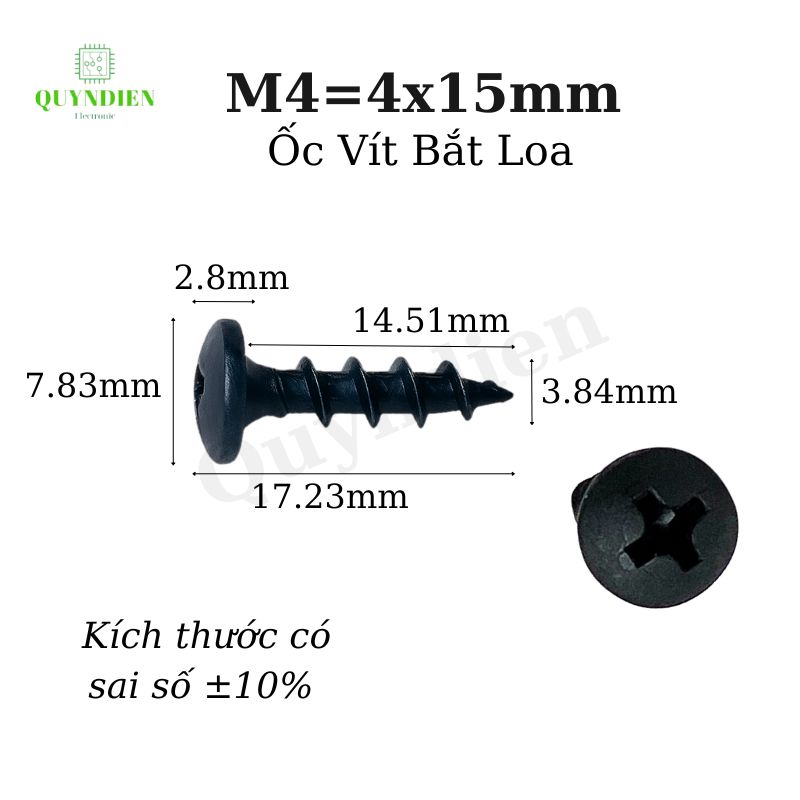 Ốc Vít Nhọn M4x15 Bắt Thùng Loa Ren Thưa Taiwan dài 15mm - Túi 100g