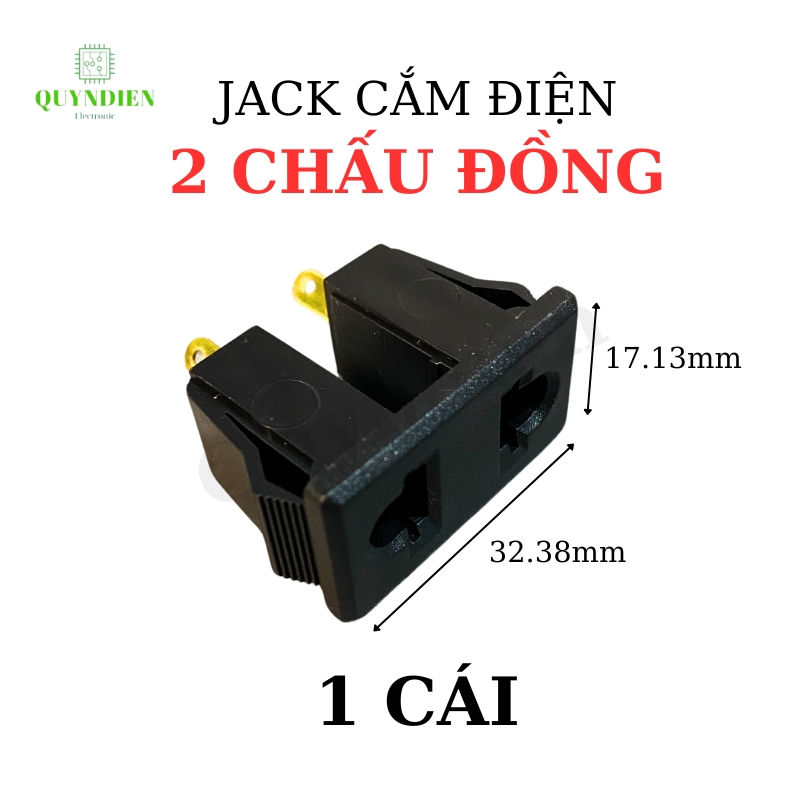 Ổ Cắm 2 Lỗ 2 Chấu Đồng Dùng Để Thiết Kế Ổ Cắm Chuyên Dụng Màu Đen