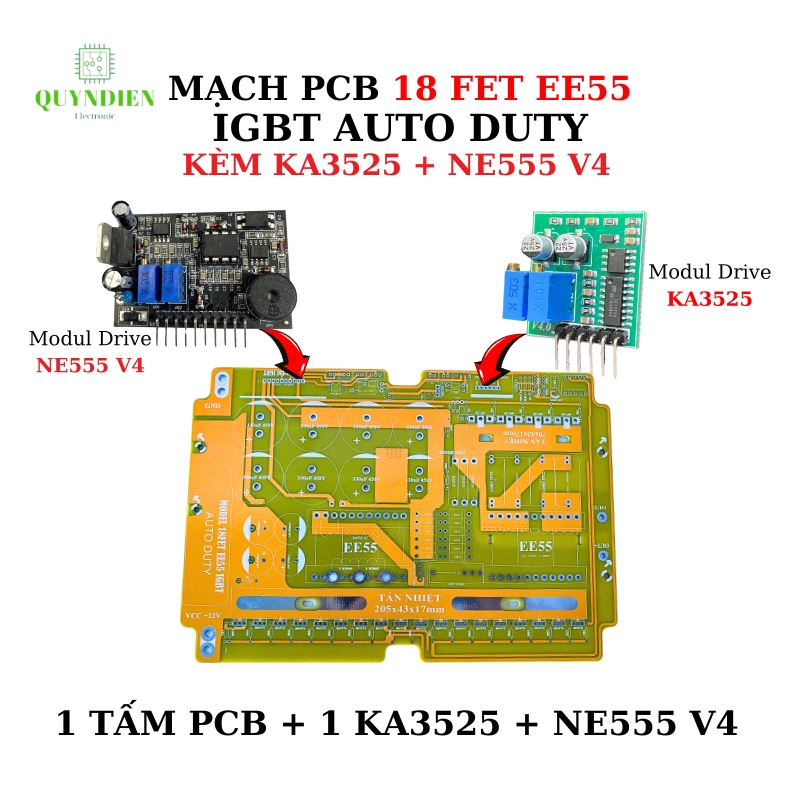 MẠCH PCB 18 FET EE55 IGBT AUTO DUTY – Kèm KA3525 + NE555 V4