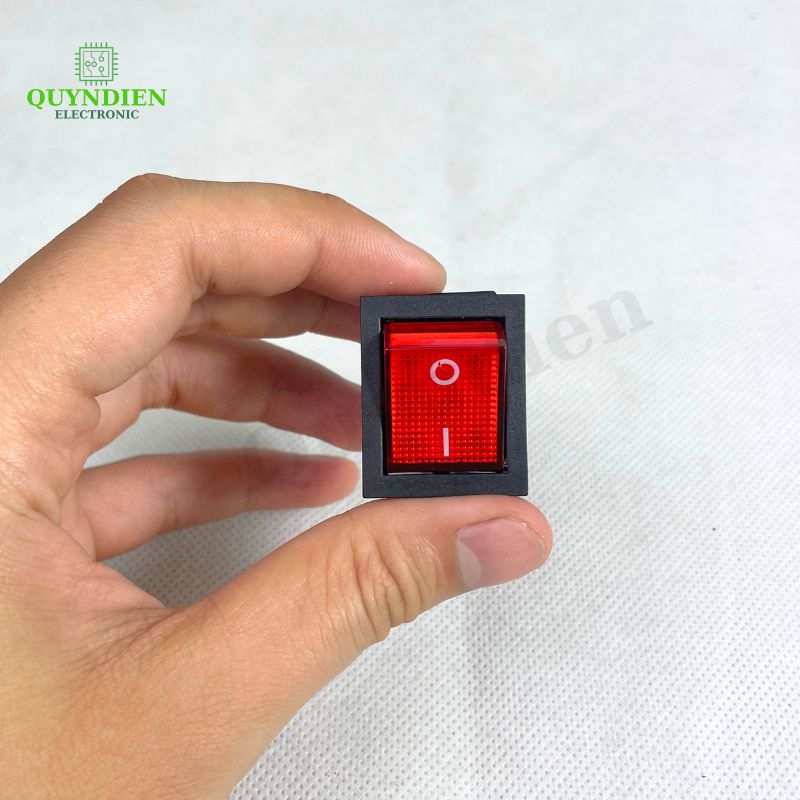 Công Tắc Bập Bênh 4 Chân KCD4 15/30A 250V Đỏ Có Đèn