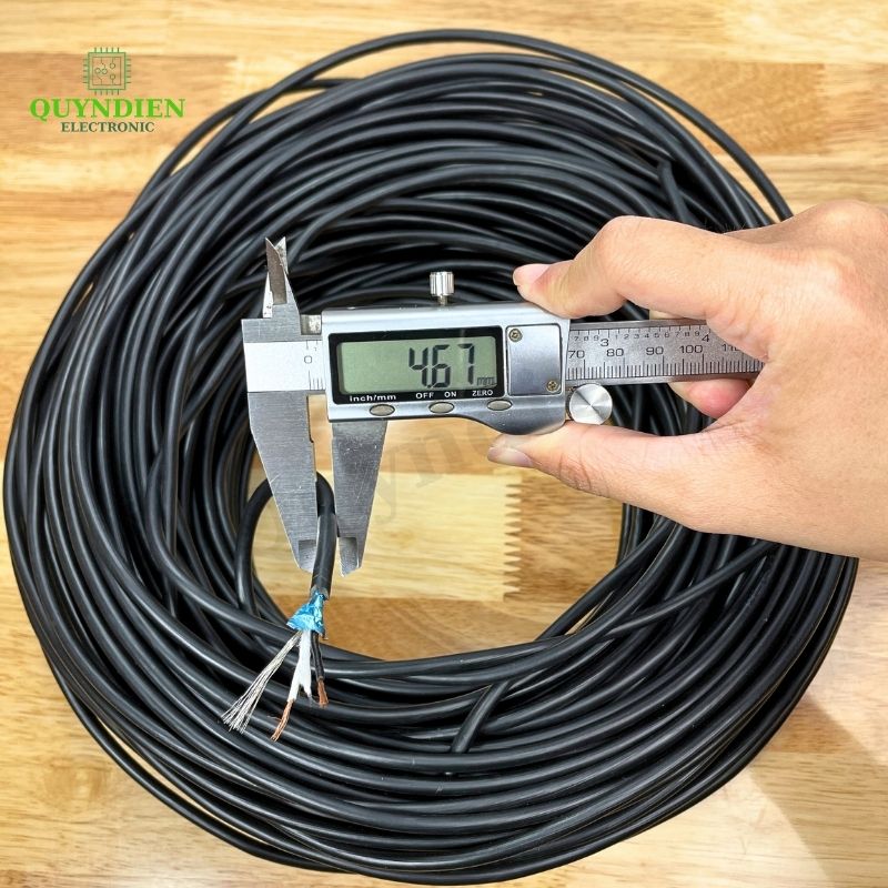 1 mét dây tín hiệu chống nhiễu 3 pin màu đen 4.5mm. Dây linde 3 ruột