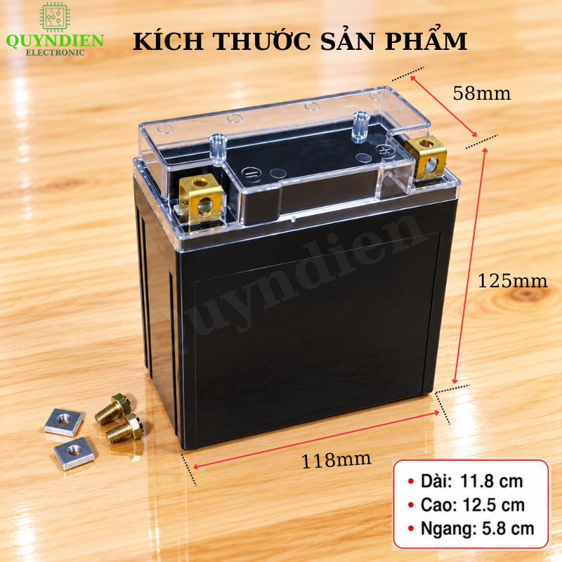 Vỏ Bình Xe Máy YT6 Cọc Vuông Nắp Trong