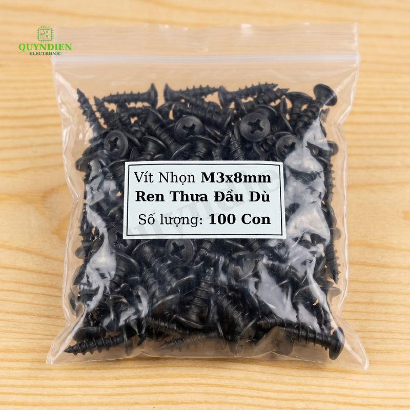Ốc Vít Nhọn Đầu Dù Ren Thưa M3x8mm
