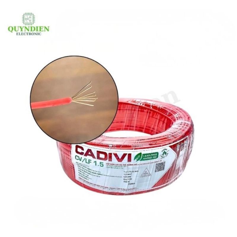 Dây Điện Cadivi Dây Đơn Lõi 7 Sợi CV1.5 - Cuộn 100 Mét