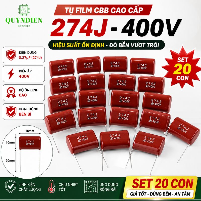 Tụ Kẹo Nâu Đỏ 274J 400V 0.27uF
