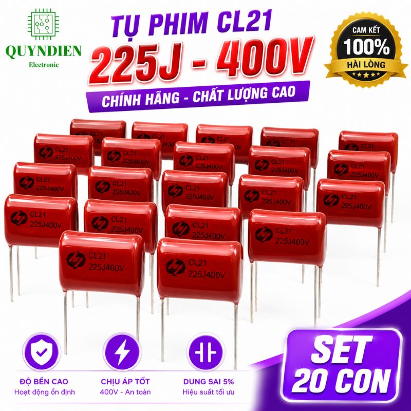 Tụ Kẹo Nâu Đỏ CL21 225J 400V