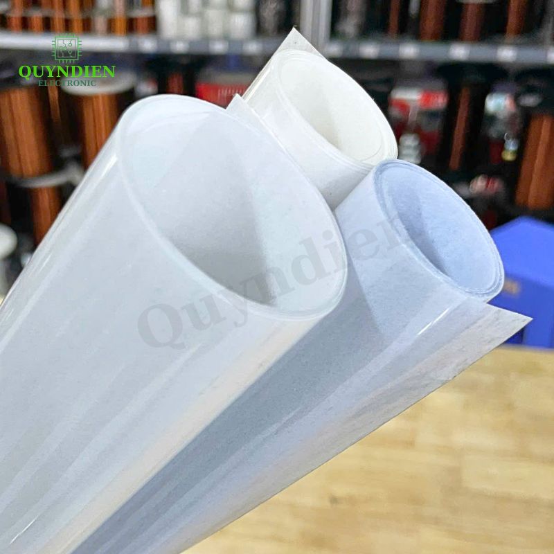 Giấy Phim Cách Điện Trắng 1 Mặt Bóng 1 Mặt Xù Dày 0.2mm