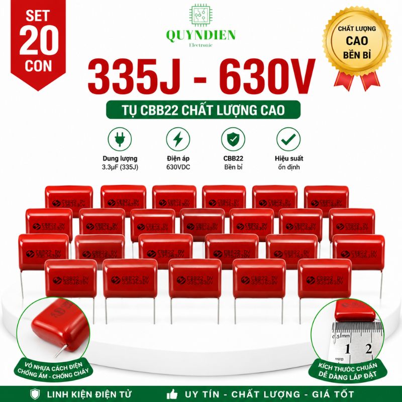Tụ kẹo Nâu đỏ CBB22 335J 630V