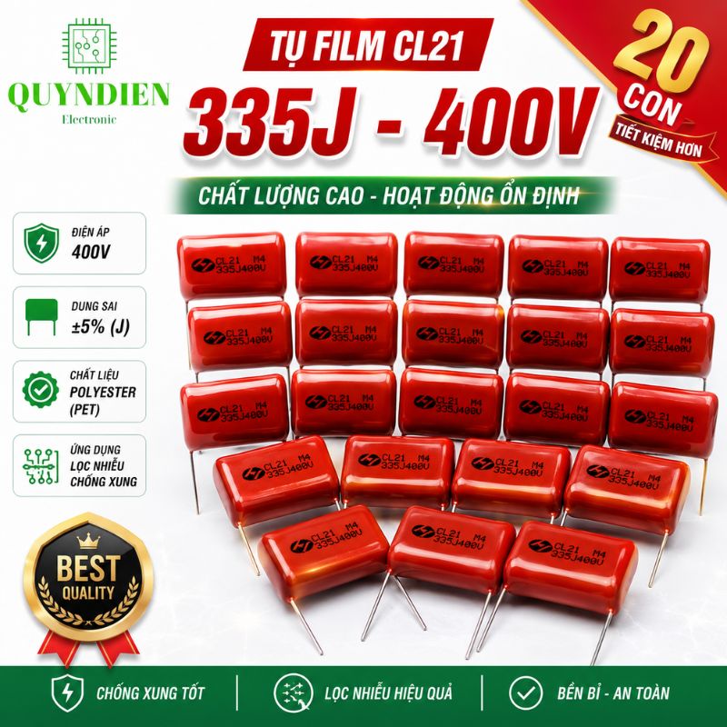 Tụ Kẹo Nâu Đỏ CL21 335J 400V