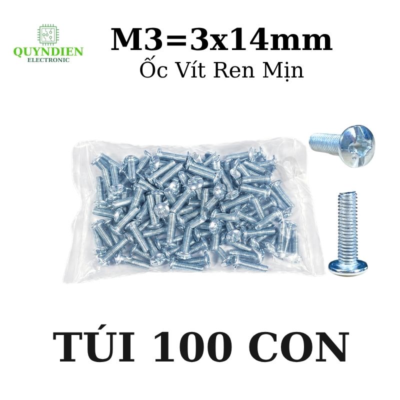 Ốc Vít Tán M3x14mm - Túi 100 Con