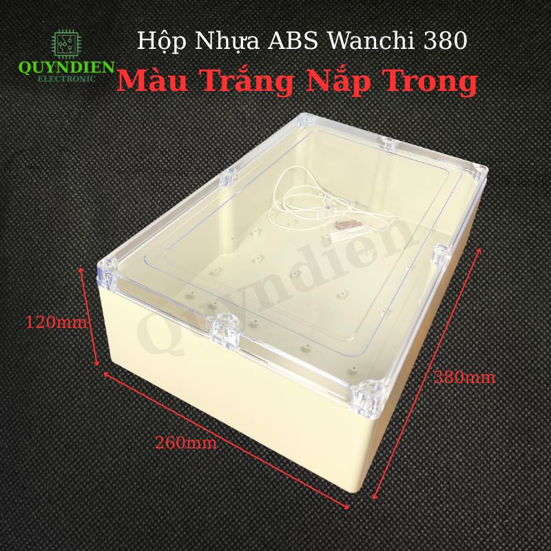 Hộp Nhựa ABS WANCHI 380x260x120mm Màu Trắng Nắp Trong