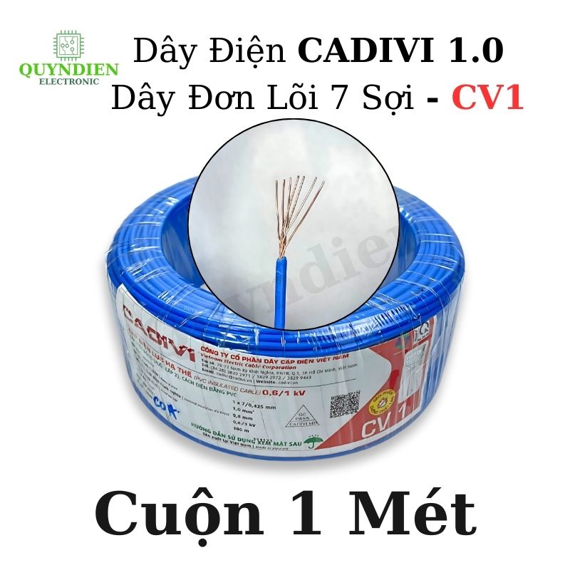 Dây Điện Cadivi 1.0 – Dây Đơn Lõi 7 Sợi CV1 – Dây Cáp Điện, Dây Tiếp Địa, Dây Chống Sét (1 MÉT)