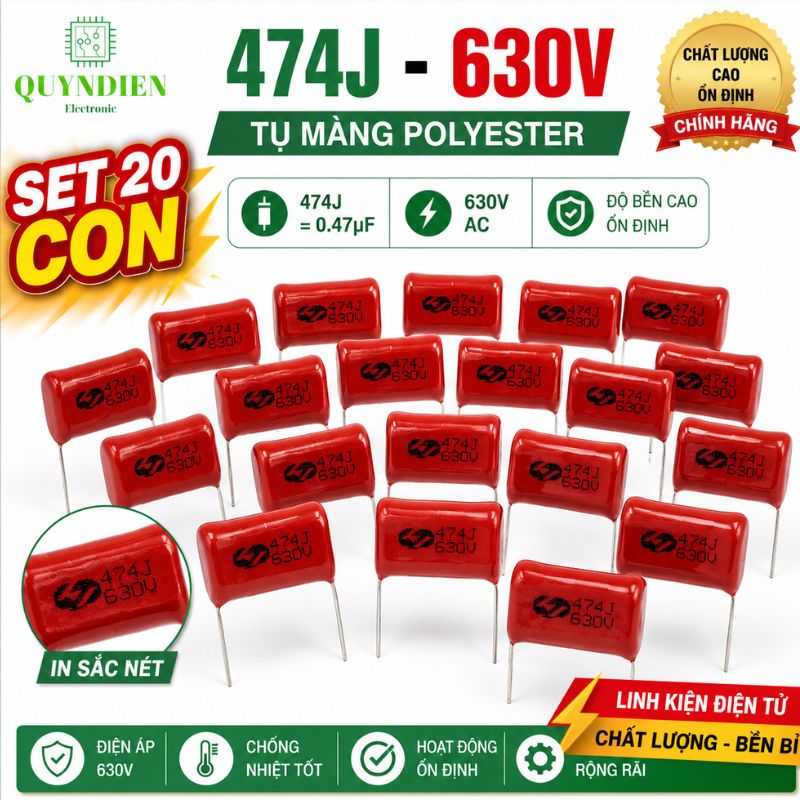 Tụ Kẹo Nâu Đỏ CBB22 474J 630V