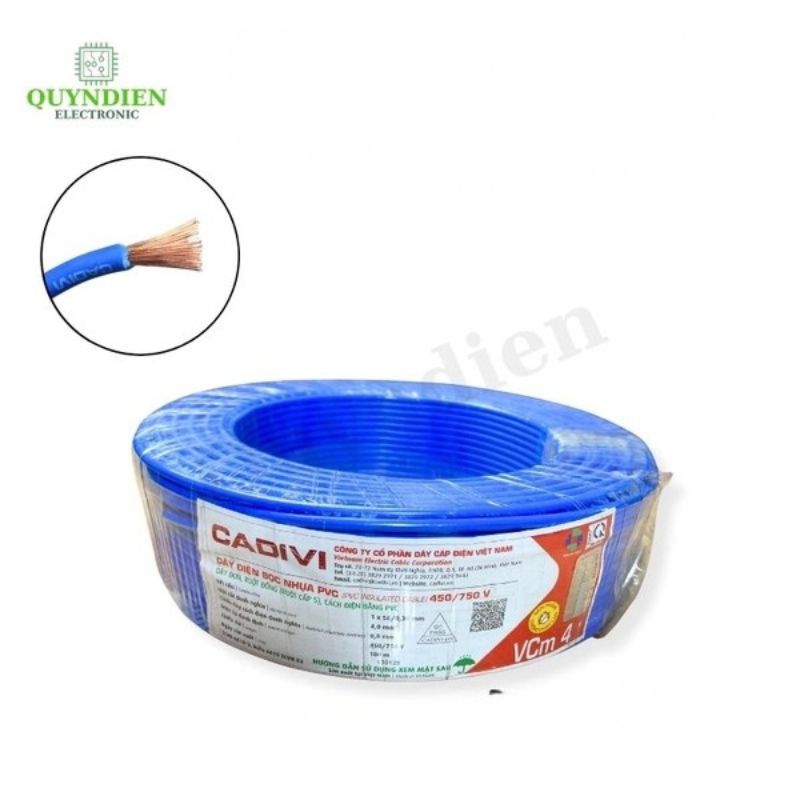 Dây Điện Cadivi Dây Đơn Mềm VCm-4 450/750V