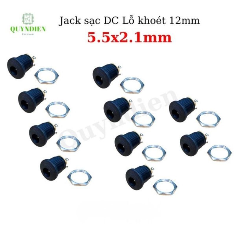 Jack Sạc DC 5.5x2.1mm Có Tán Lỗ Khoét 12mm