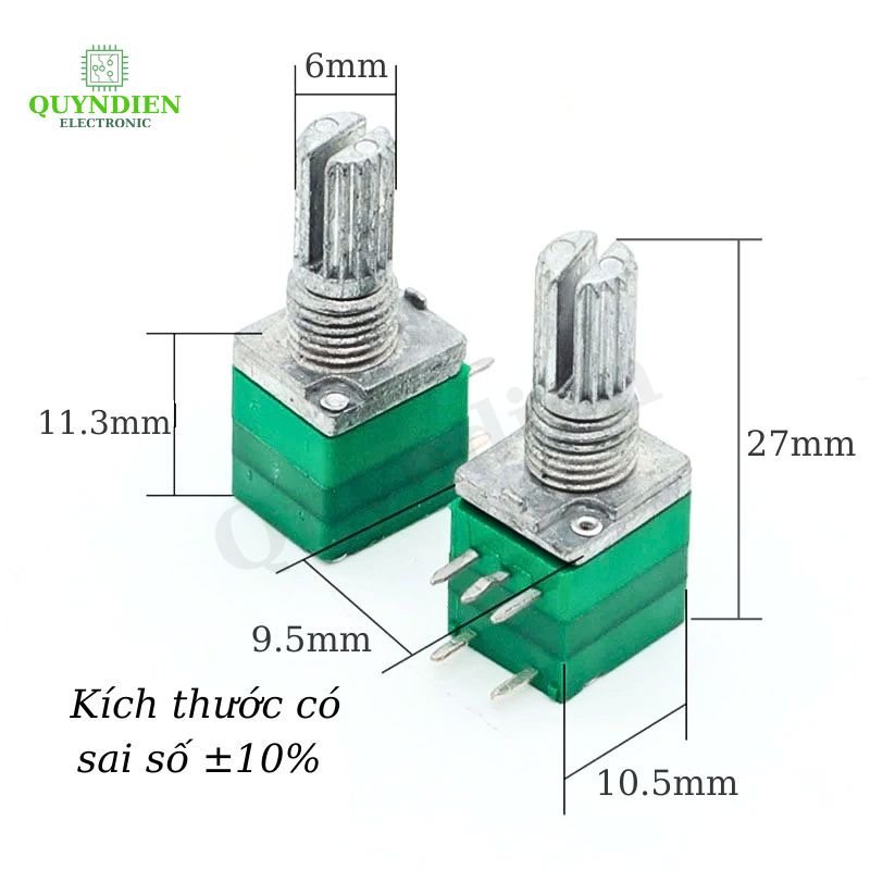 Chiết áp Volume Xanh Đơn B10K 5 Chân – Linh Kiện Quỳnh Diễn