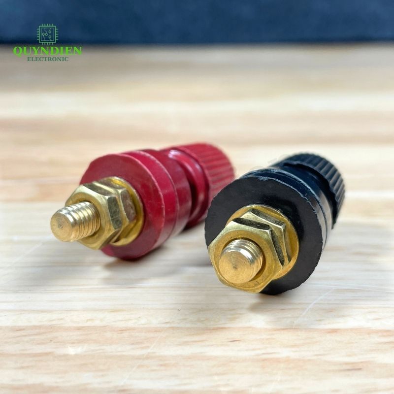Cặp Jack loa JS333 M6 Cọc Đồng NẮP NHỰA Đỏ Đen trục 6mm