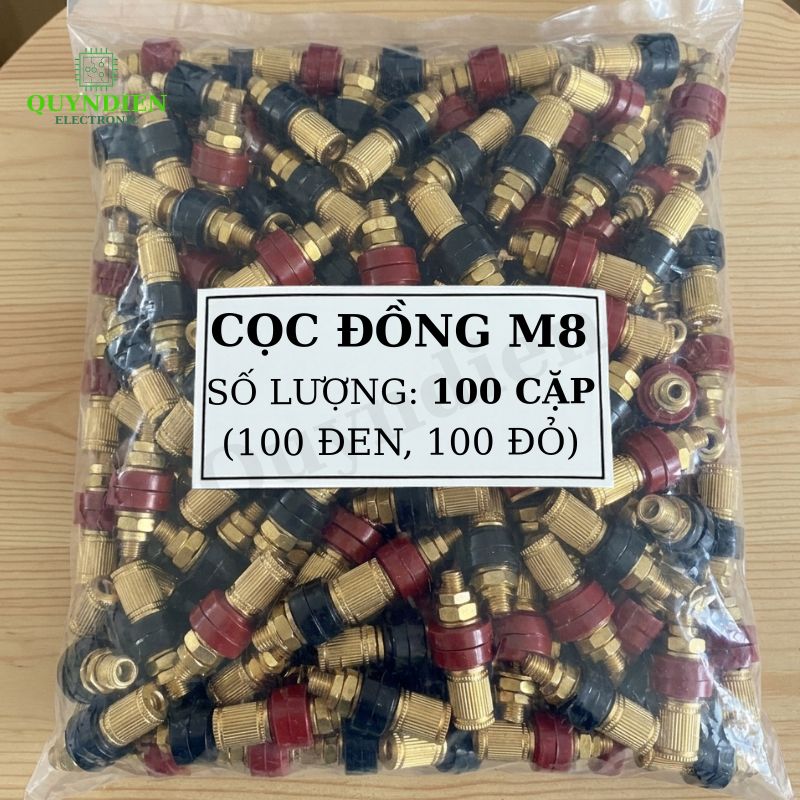 Cọc Đồng M8 NẮP ĐỒNG Đỏ Đen 200A