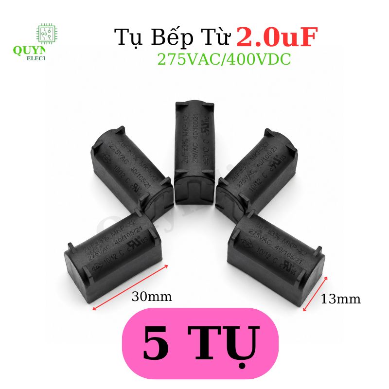 Tụ Bếp Từ 2uF 275VAC/400VDC Màu Đen Đứng