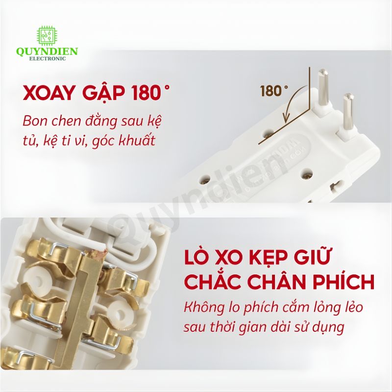 Ổ Cắm Chia Điện Xoay 180 Độ 2200W Q3T Q5T