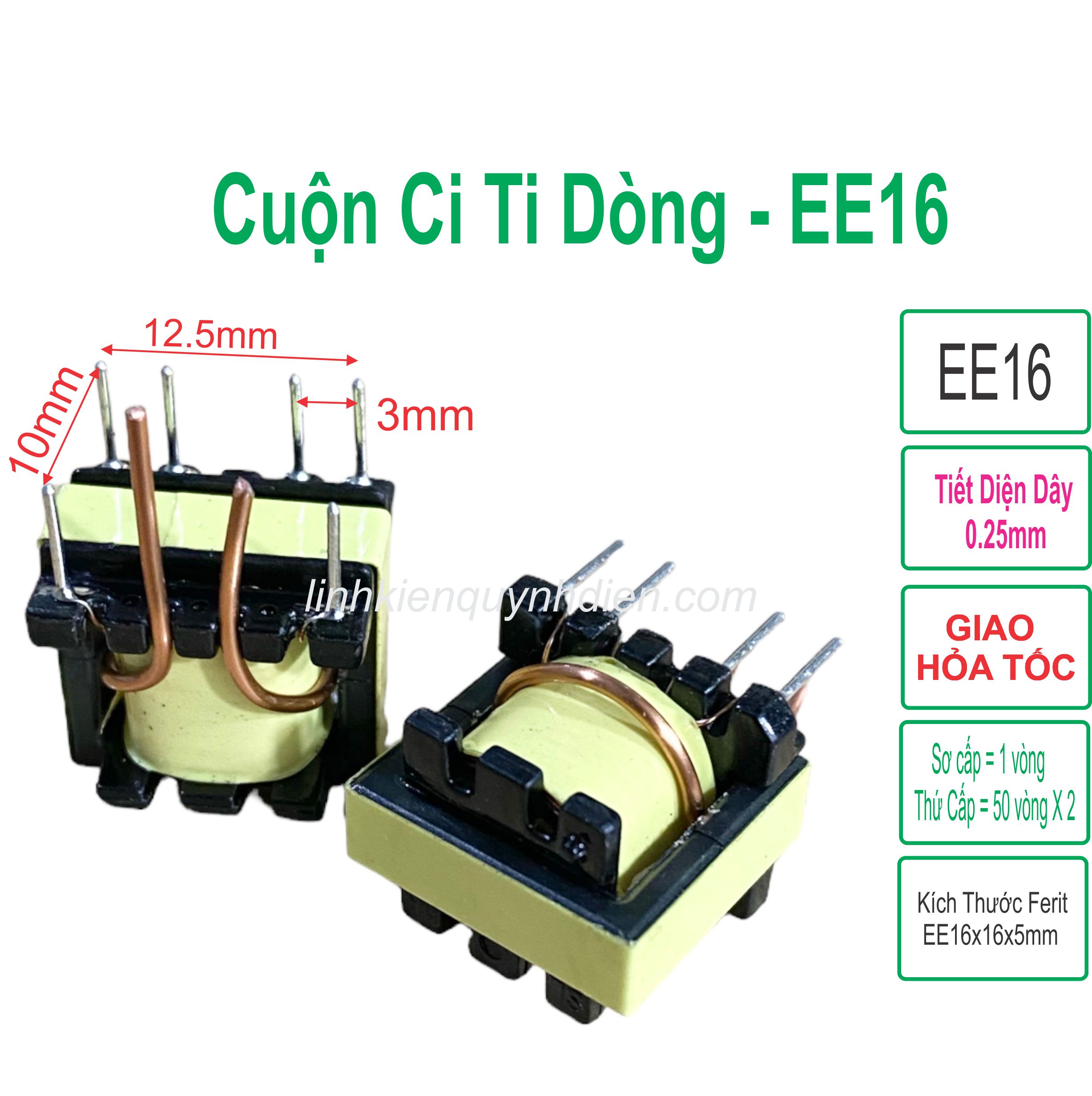 Biến áp cách ly EE16 , cuộn ci ti dòng (Dây Đồng 0.25mm)