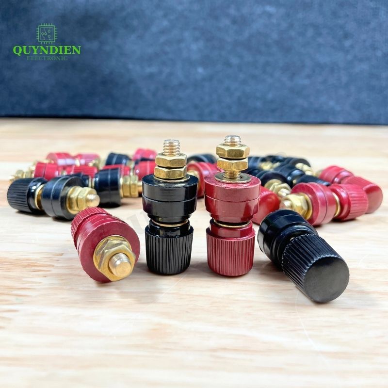 Cặp Jack loa JS333 M6 Cọc Đồng NẮP NHỰA Đỏ Đen trục 6mm