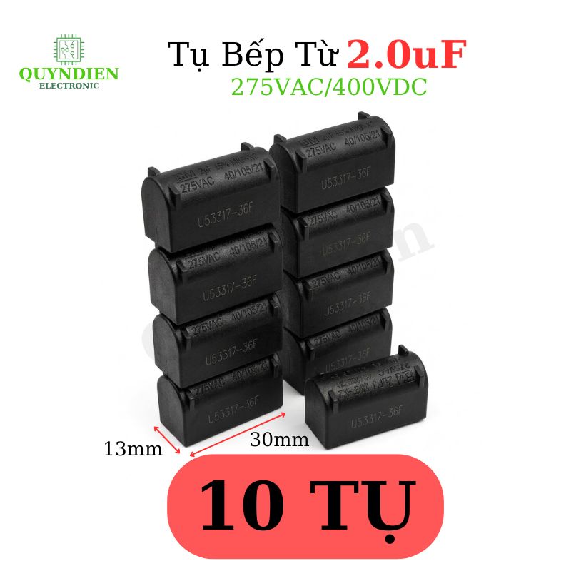 Tụ Bếp Từ 2uF 275VAC/400VDC Màu Đen Đứng