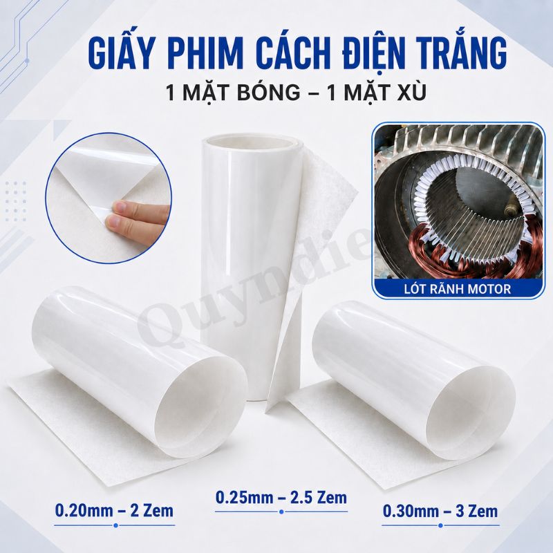 Giấy Phim Cách Điện 1 Mặt Bóng 1 Mặt Xù Dày 0.3mm