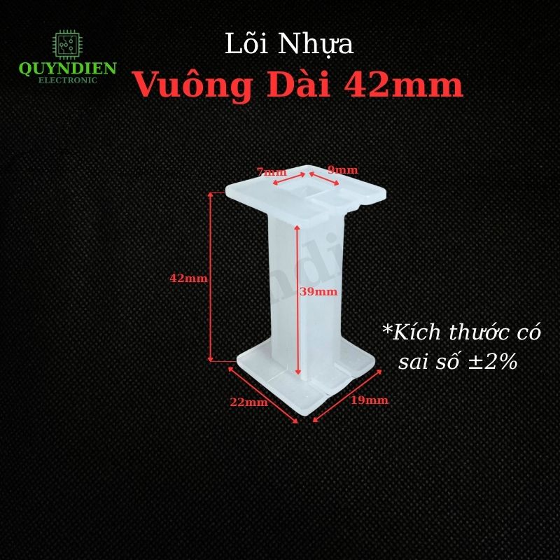 Lõi Nhựa Vuông Dài 42mm Quấn Cuộn Cảm Phân Tần Loa - Màu Trắng Trong