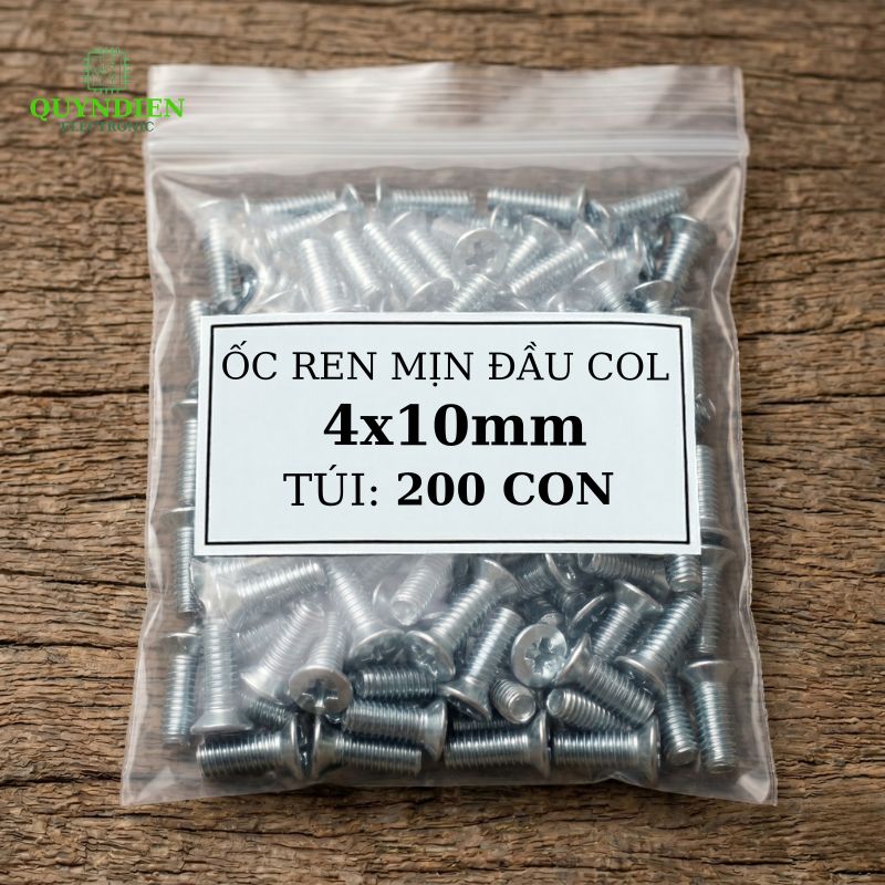 Ốc Vít M4x10mm Ren Mịn, Đầu Col