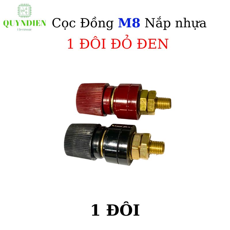 Cặp Jack loa JS555 Cọc Đồng NẮP NHỰA Đỏ Đen trục 8mm