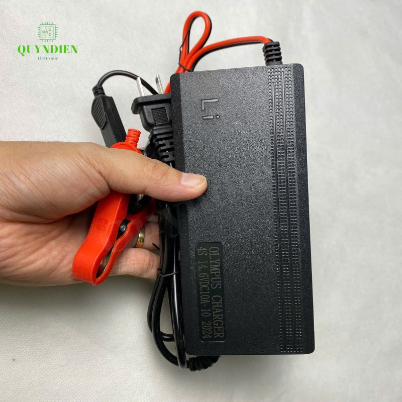 Bộ Sạc Pin Sắt Olympus 4S 14.6V-10A Kẹp Đỏ Đen