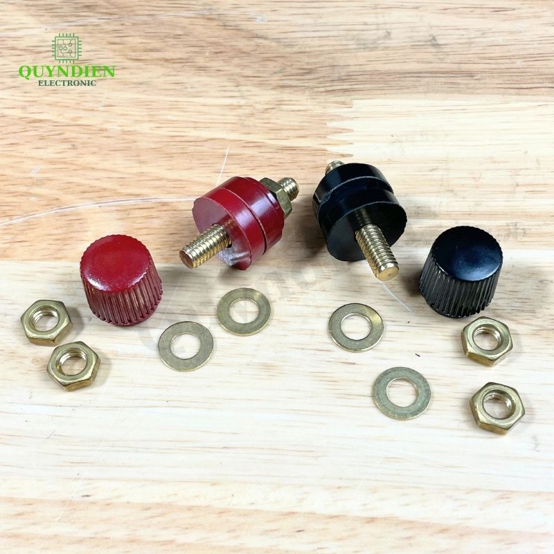 Cặp Jack loa JS333 M6 Cọc Đồng NẮP NHỰA Đỏ Đen trục 6mm