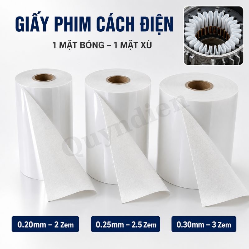 Giấy Phim Cách Điện 1 Mặt Bóng 1 Mặt Xù Dày 0.3mm