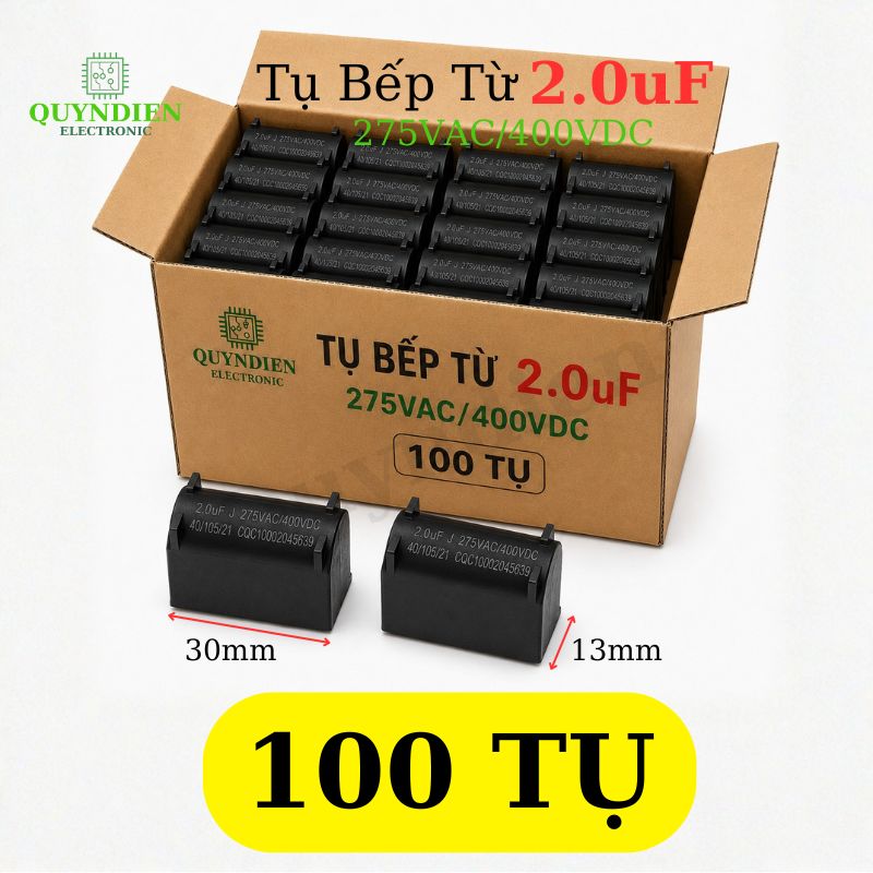 Tụ Bếp Từ 2uF 275VAC/400VDC Màu Đen Đứng