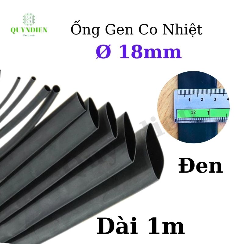 Gen co nhiệt size 18mm màu đen