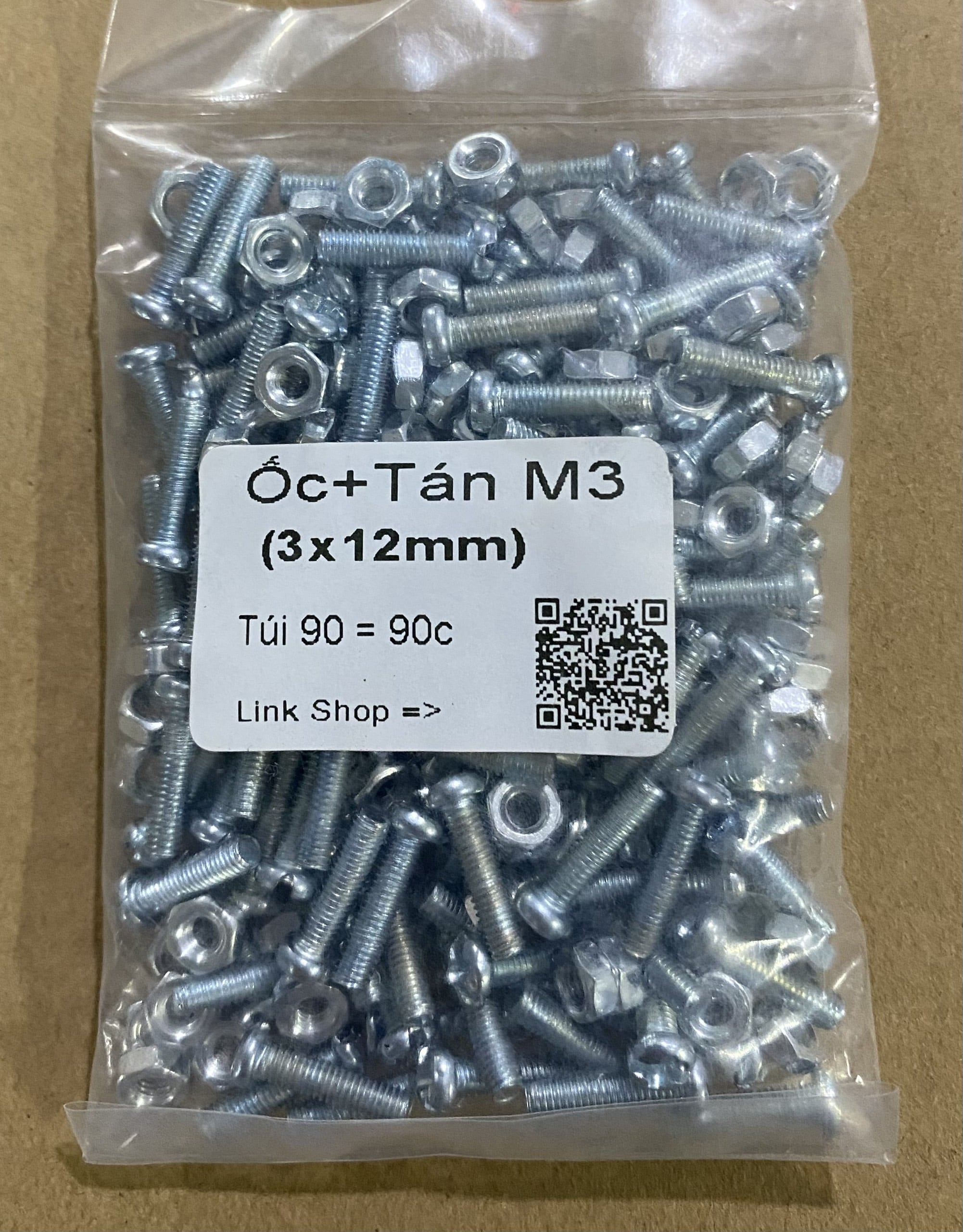 Ốc vít tán 3ly thân M3 dài 1cm/1.2cm/1.5cm/2cm/3cm/4cm/5cm