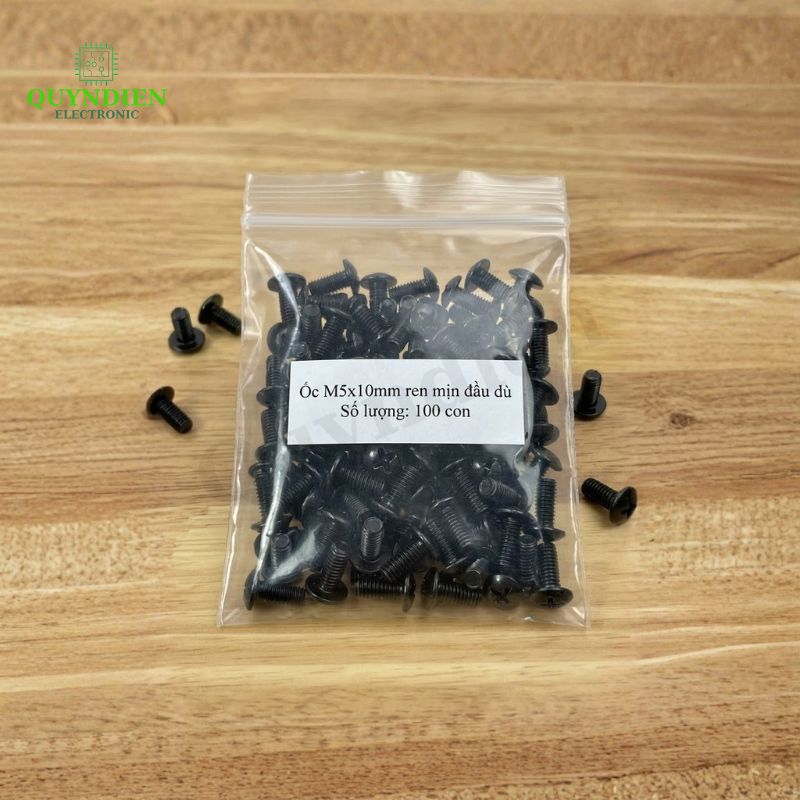 Ốc Vít Đầu Dù Ren Mịn M5=5x10mm Màu Đen