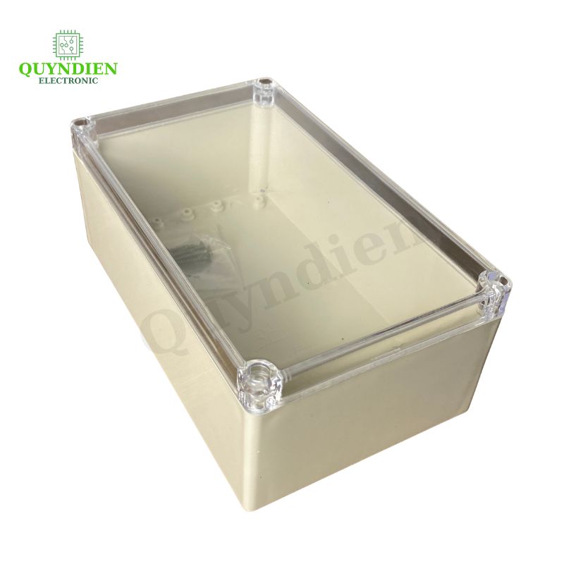 Hộp nhựa ABS điện tử 200x120x80mm màu Trắng nắp Trong Vy Anh